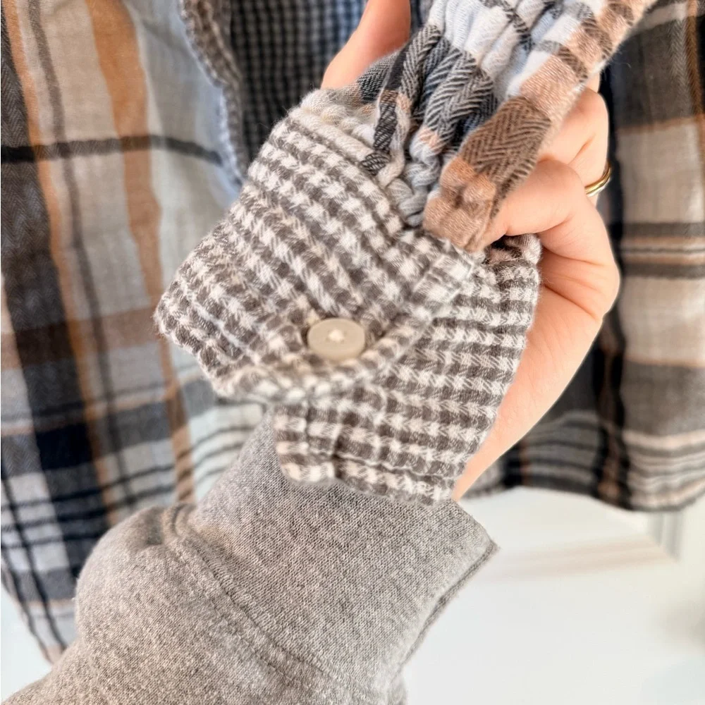 Aerie Gray/Beige 100% Cotton Checkered Shirt (size large) - Picture 4 of 9
